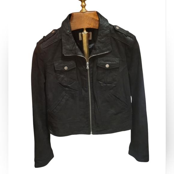 Levi's Jackets & Blazers - Levi's Vintage Black Distressed Suede Leather Moto Jacket Pocket Petite XL